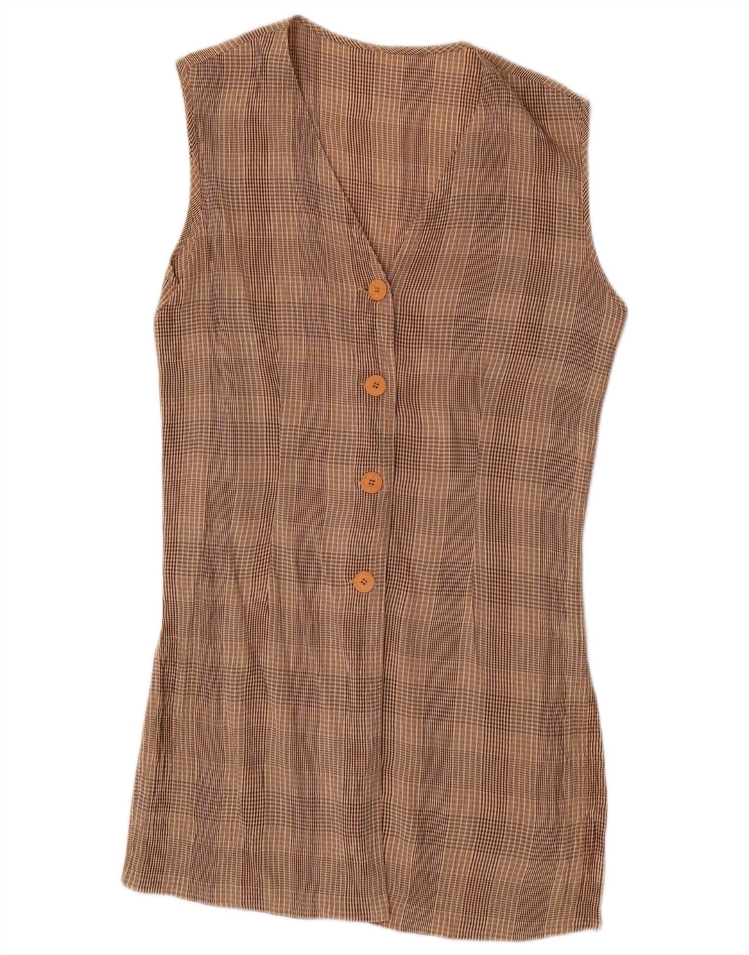 ВИНТАЖНЫЙ женский комплект из 2 предметов с 4 пуговицами, Великобритания, 10 маленьких размеров, W28, коричневый ацетат в клетку