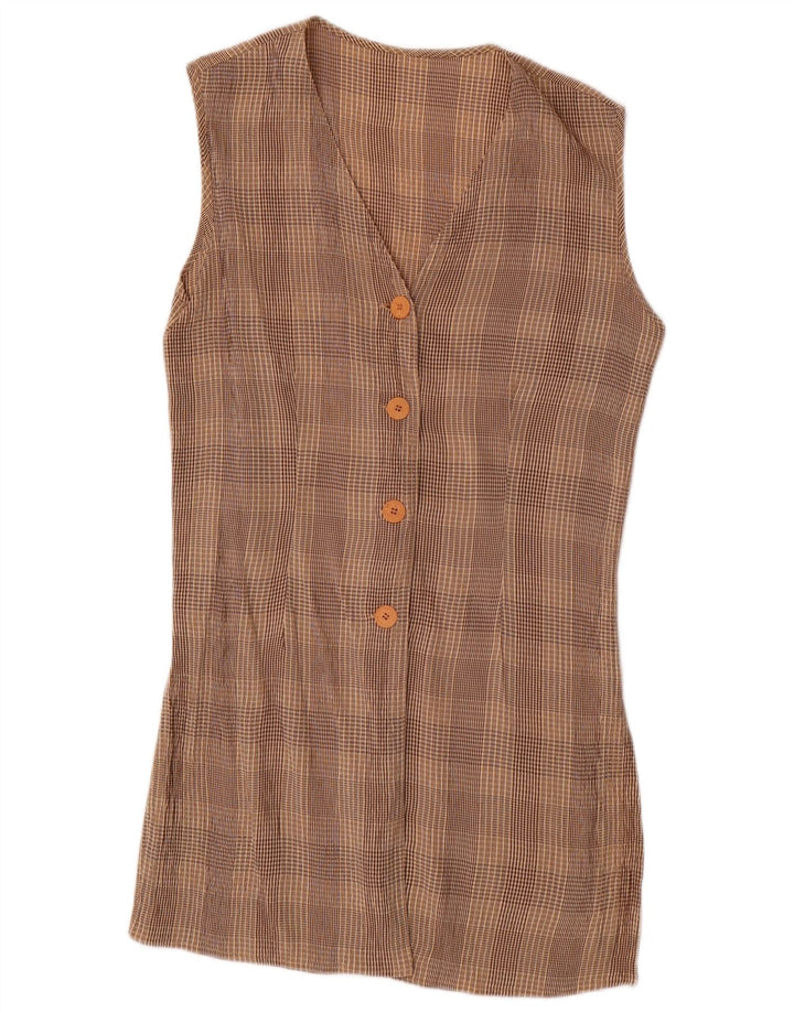 ВИНТАЖНЫЙ женский комплект из 2 предметов с 4 пуговицами, Великобритания, 10 маленьких размеров, W28, коричневый ацетат в клетку