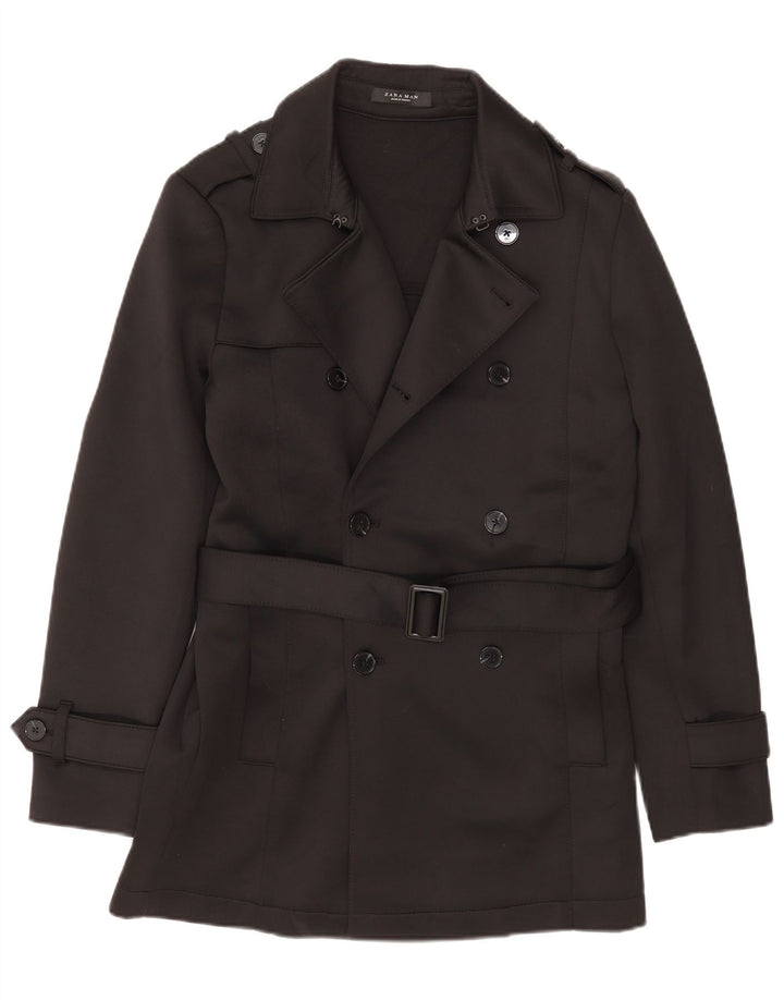Мужской тренч Zara UK 38, средний черный, полиэстер