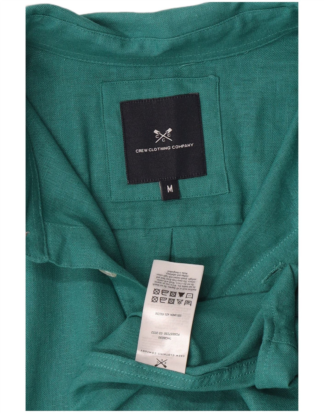 Crew Clothing Мужская рубашка из льна среднего зеленого цвета