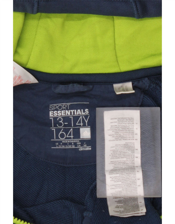 Свитер с капюшоном ADIDAS Climalite на молнии для мальчиков 13–14 лет, темно-синий, полиэстер