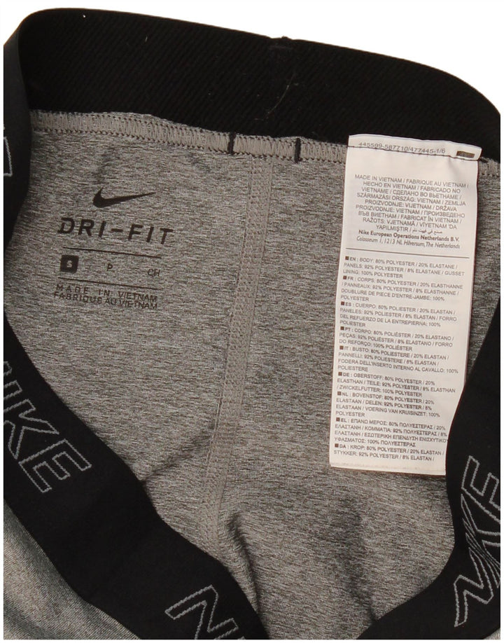Женские леггинсы Nike Dri Fit UK 8, маленькие серые, полиэстер с цветными блоками
