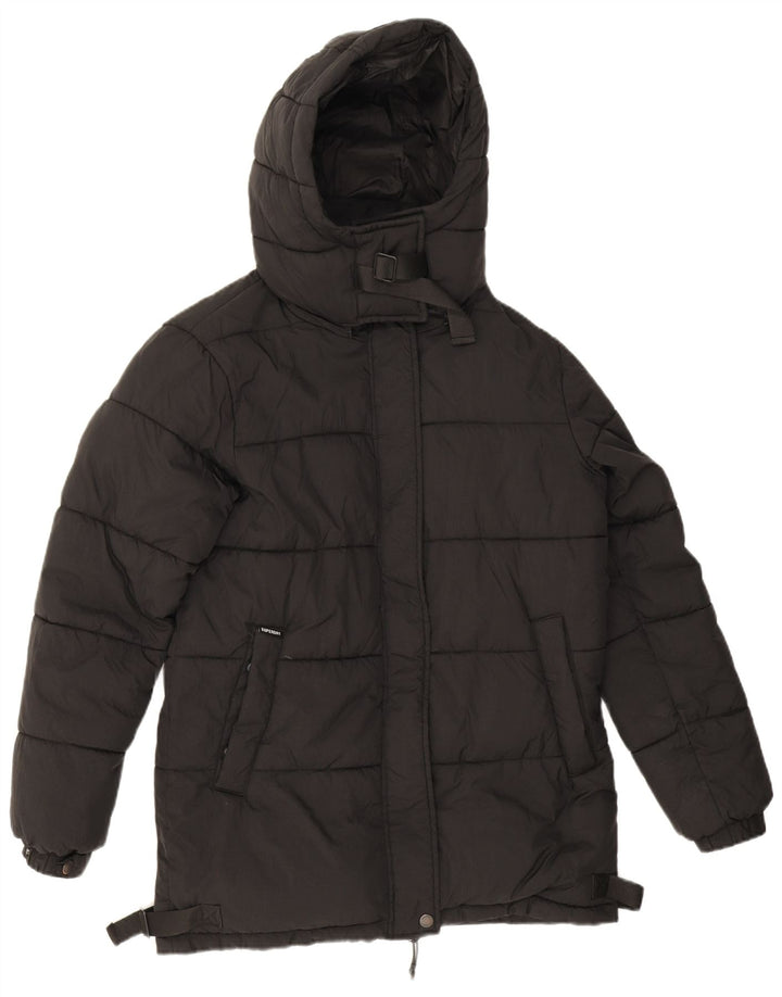 Женская утепленная куртка оверсайз с капюшоном Superdry UK 8, маленькая, черный нейлон