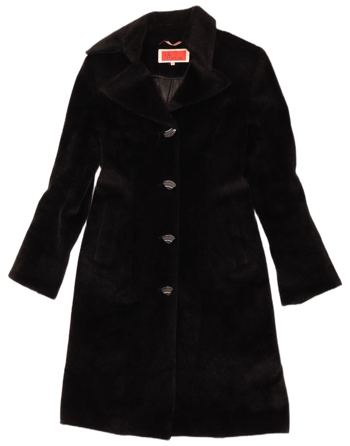 Винтажное женское пальто из искусственного меха IT 42, средний черный полиэстер