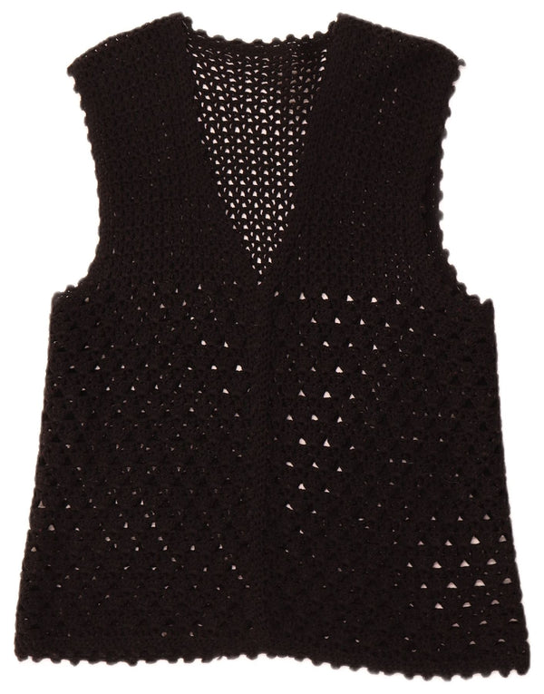 Женский кардиган без рукавов VINTAGE UK 16, большой черный цвет