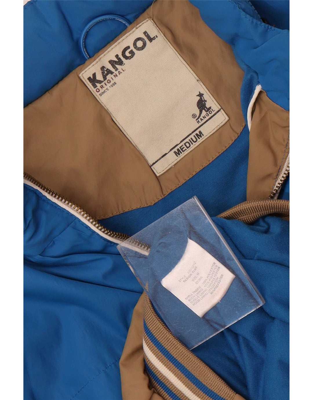 Мужская куртка-бомбер Kangol UK 38, средний коричневый полиэстер с цветными блоками