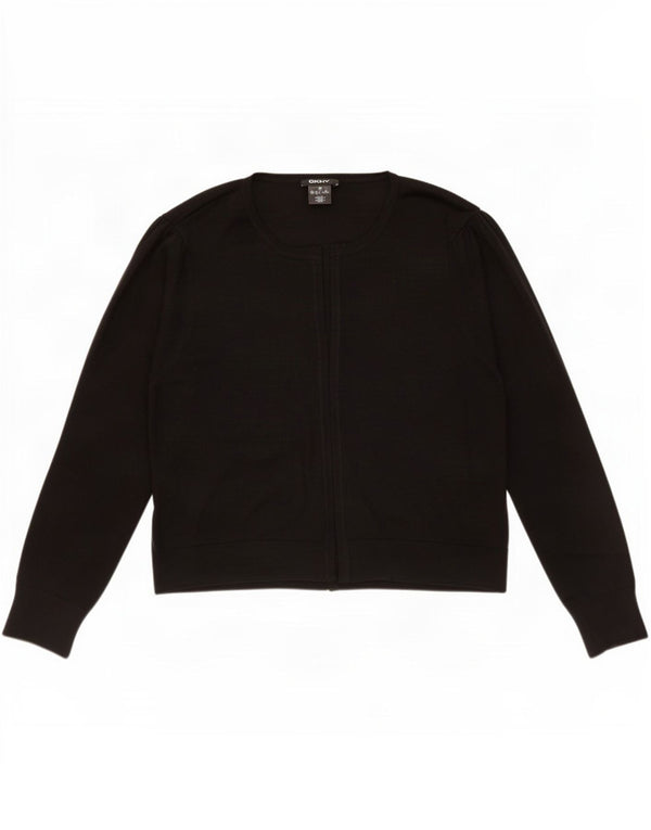 Dkny Женский открытый кардиган-свитер UK 18 XL, черный полиэстер