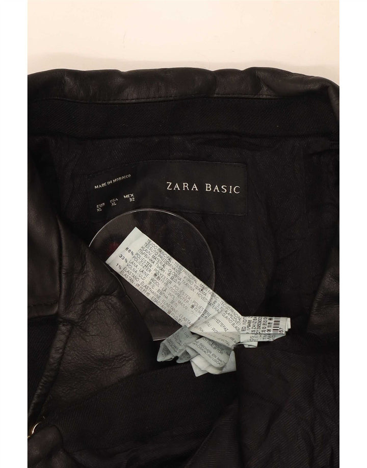 Женская укороченная байкерская куртка Zara UK 18 XL, черный полиэстер
