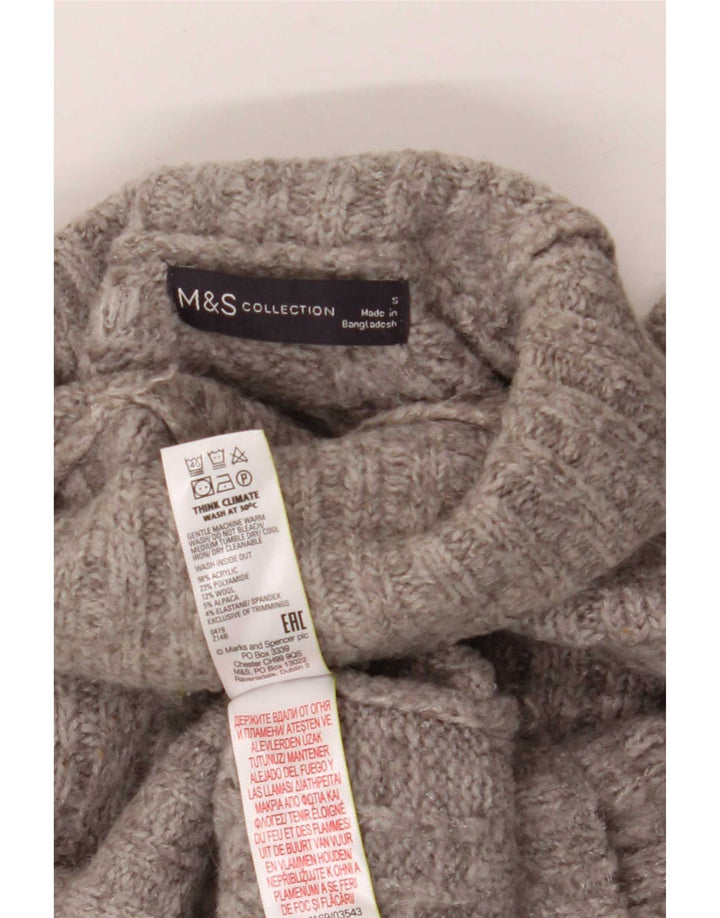 Женский свободный джемпер с высоким воротником Marks & Spencer, Великобритания, 10, маленький серый