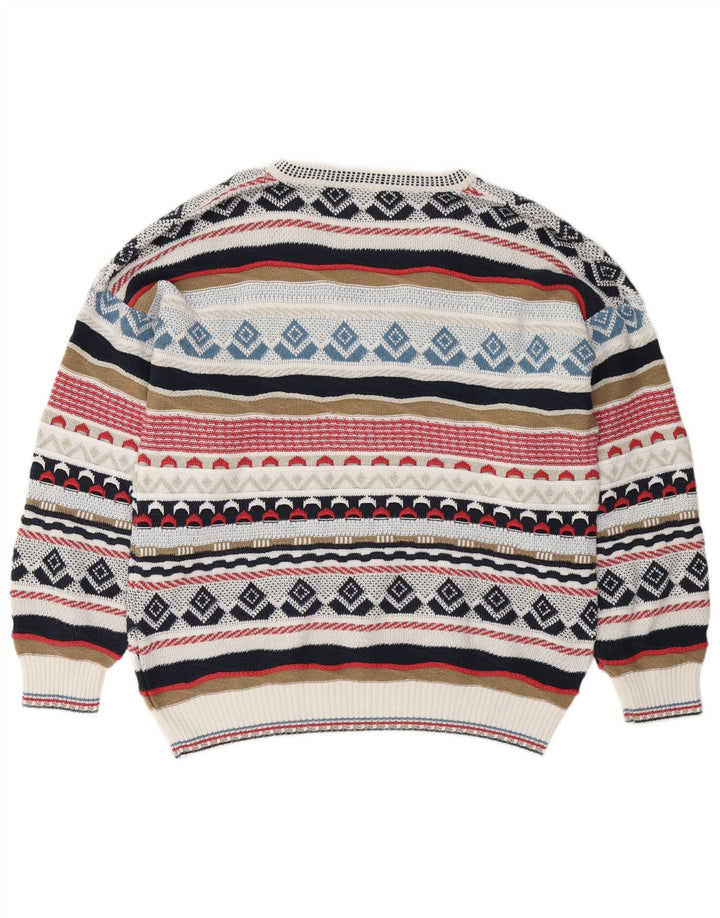 VINTAGE Мужской джемпер с v-образным вырезом IT 48 Medium Multicolored Fair Isle