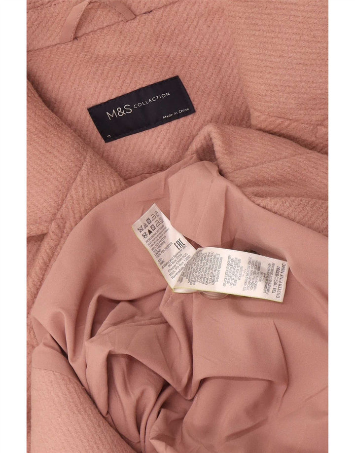Женское двубортное пальто оверсайз Marks & Spencer UK 10, маленькое розовое