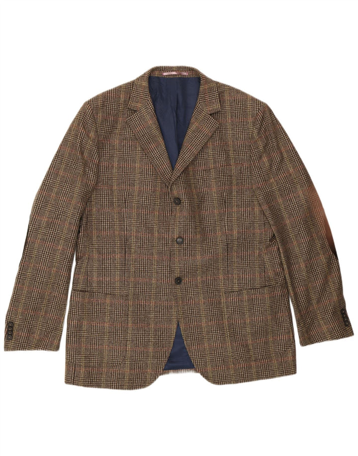 Мужской пиджак Gant на 3 пуговицах UK 44 2XL Коричневый с узором «гусиные лапки»