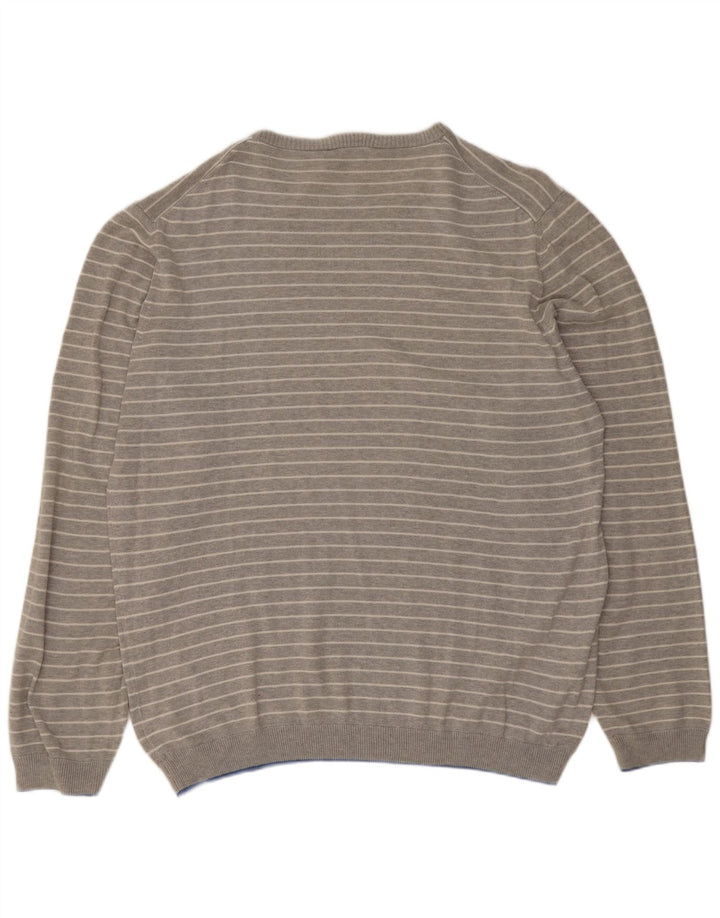 Мужской джемпер с круглым вырезом Fred Perry, XL, хлопок в серую полоску