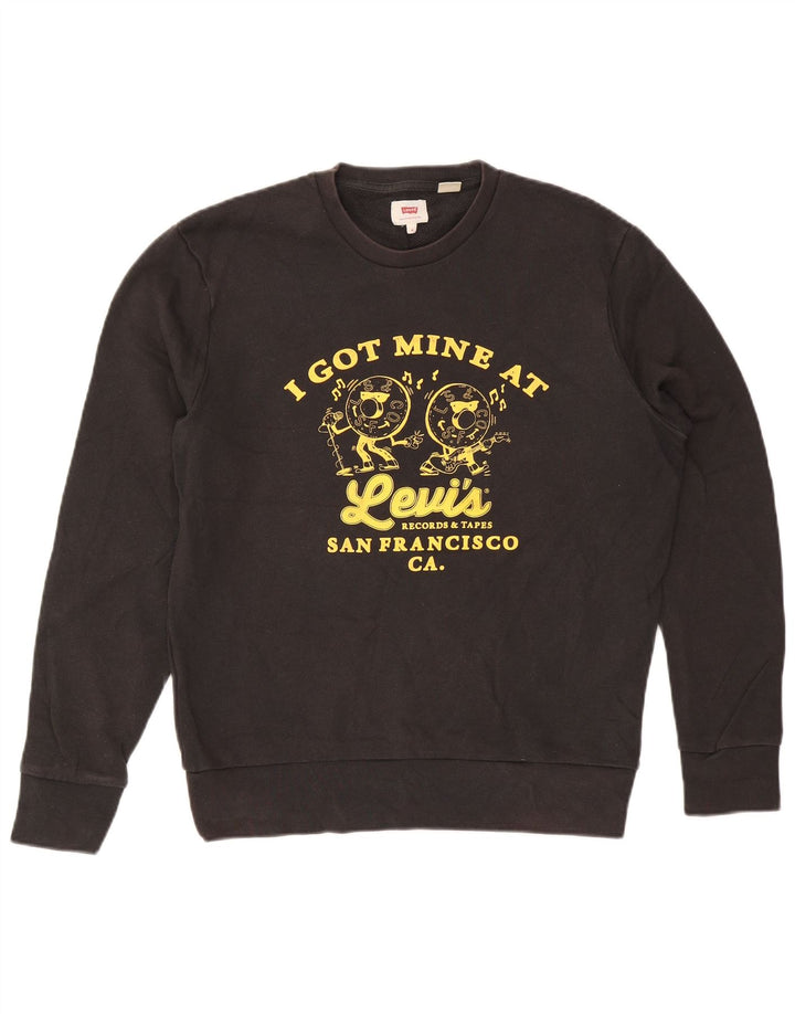 Мужской свитшот Levi's San Francisco с графическим рисунком, средний черный хлопковый джемпер