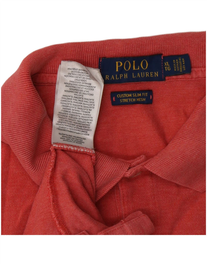 POLO RALPH LAUREN Мужская приталенная рубашка поло на заказ XL, красный хлопок