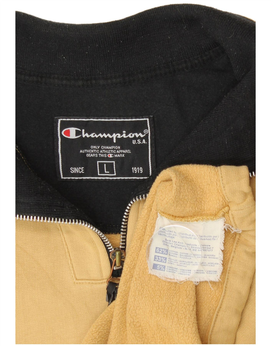 Мужской свитшот CHAMPION на молнии, большой хлопковый джемпер бежевого цвета