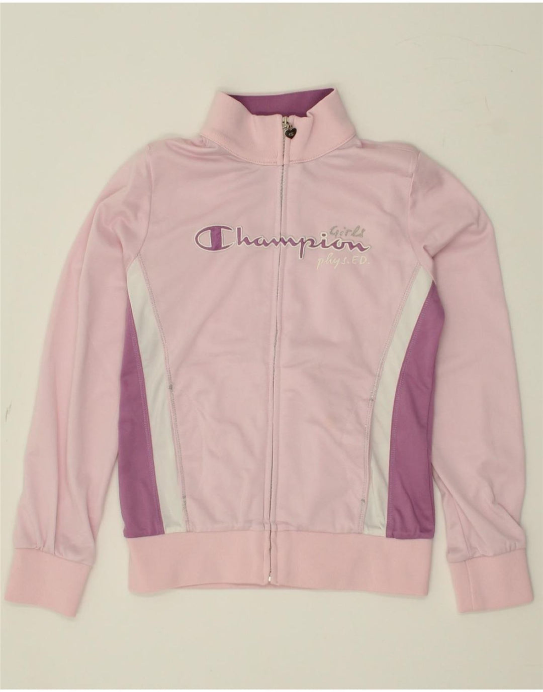 CHAMPION Girls Tracksuit Top Jacket 9-10 Years Medium Pink Colourblock Vintage Champion and Second-Hand Champion from Messina Hembry 