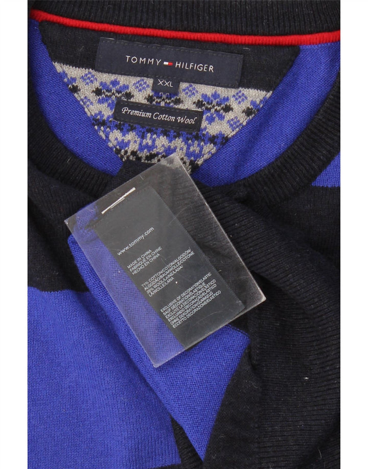 TOMMY HILFIGER Мужской свитер с круглым вырезом 2XL, хлопок в черную полоску