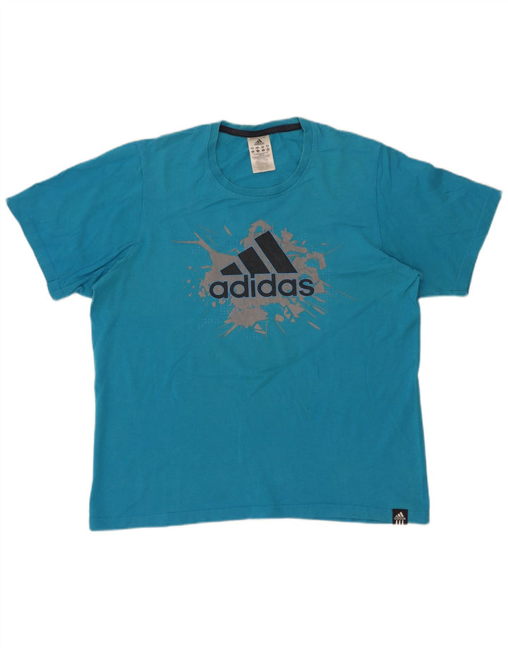 Мужская футболка с рисунком Adidas Top Medium Blue Cotton