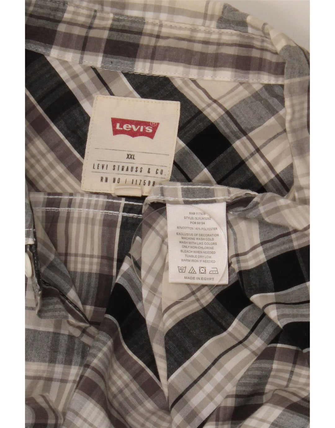 Мужская рубашка с коротким рукавом Levi's 2XL, темно-синяя клетка, хлопок