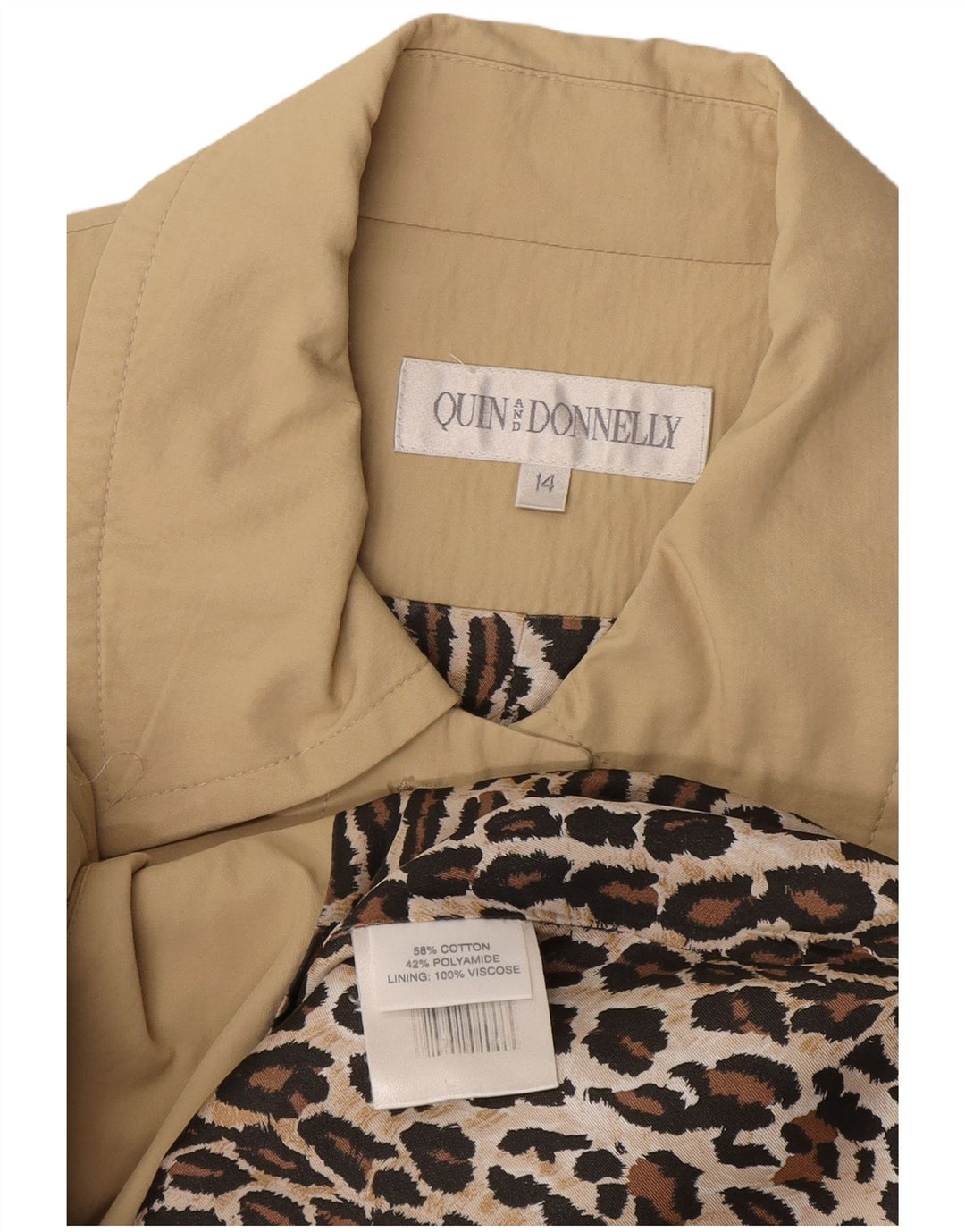 Женский тренч Quin And Donnelly UK 14, средний бежевый, хлопок