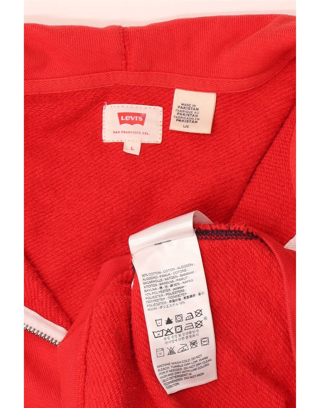 Мужской свитер с капюшоном на молнии Levi's, большой красный, хлопковый с цветными блоками