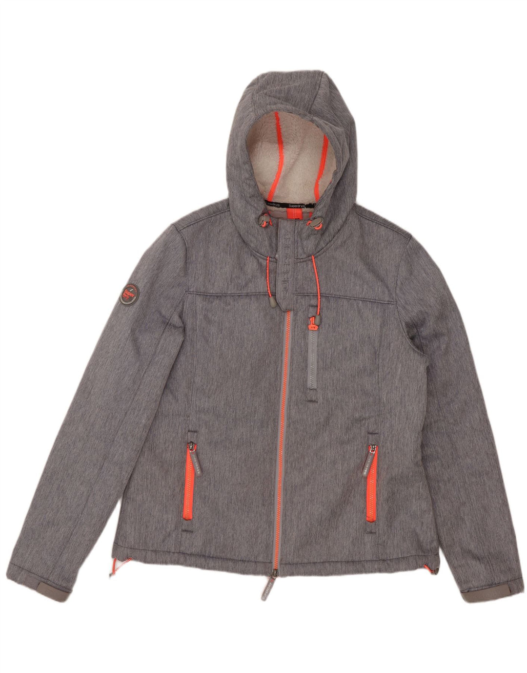 Женская ветровка с капюшоном Superdry UK 16, большой серый полиэстер
