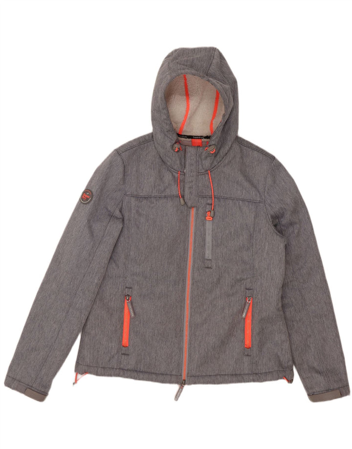 Женская ветровка с капюшоном Superdry UK 16, большой серый полиэстер