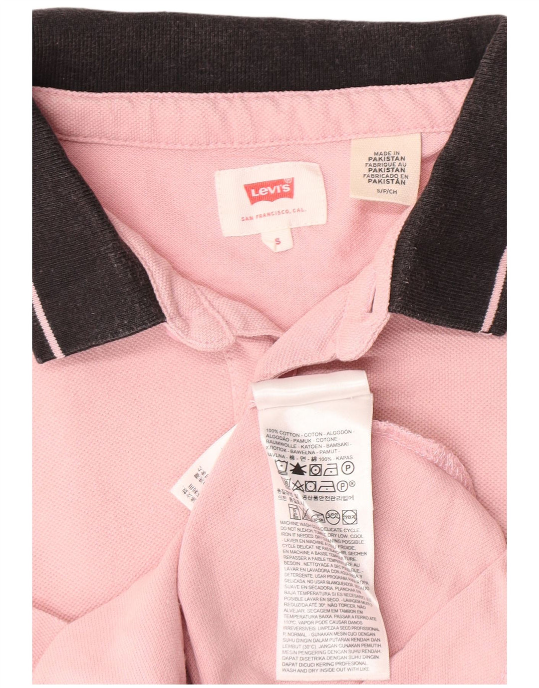 Мужская рубашка-поло Levi's, маленькая розовая, хлопковая с цветными блоками