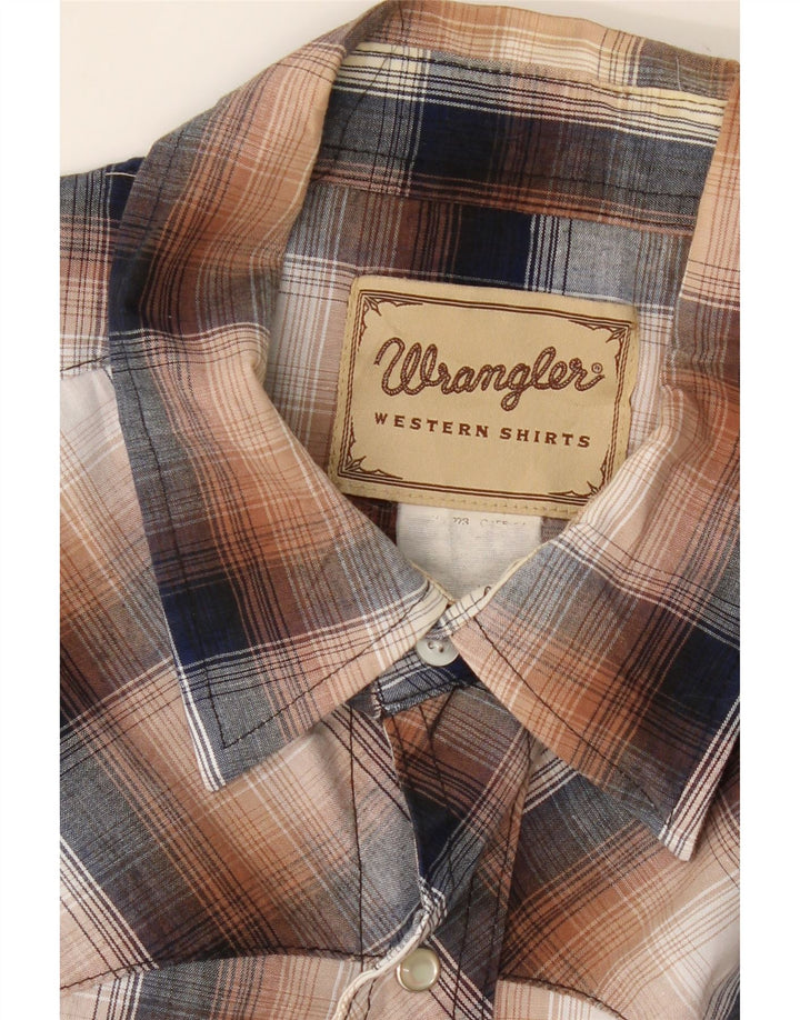 WRANGLER Mens Short Sleeve Shirt Large Brown Check Vintage Wrangler and Second-Hand Wrangler from Messina Hembry 