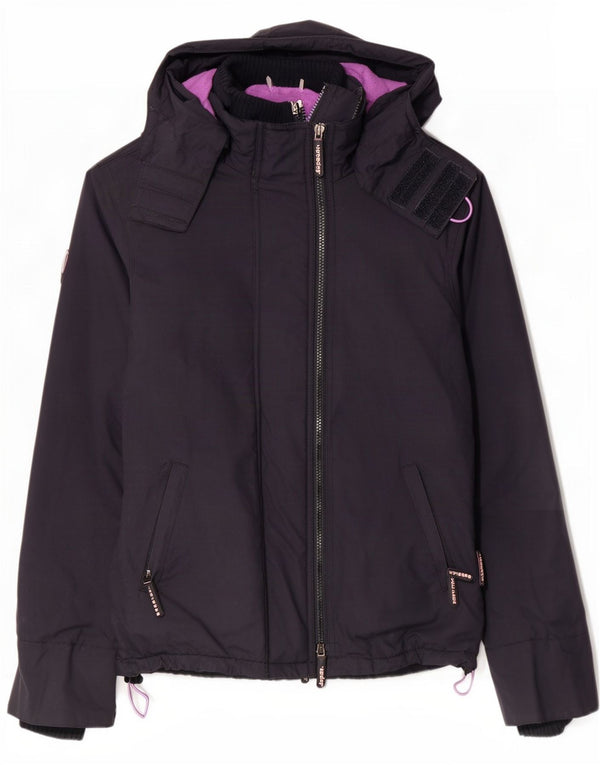 Женская ветровка с капюшоном Superdry UK 14, средний темно-синий