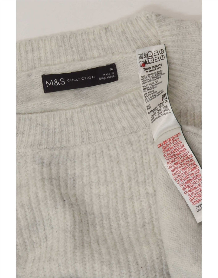 Женский джемпер с круглым вырезом Marks & Spencer UK 14, средний серый в полоску