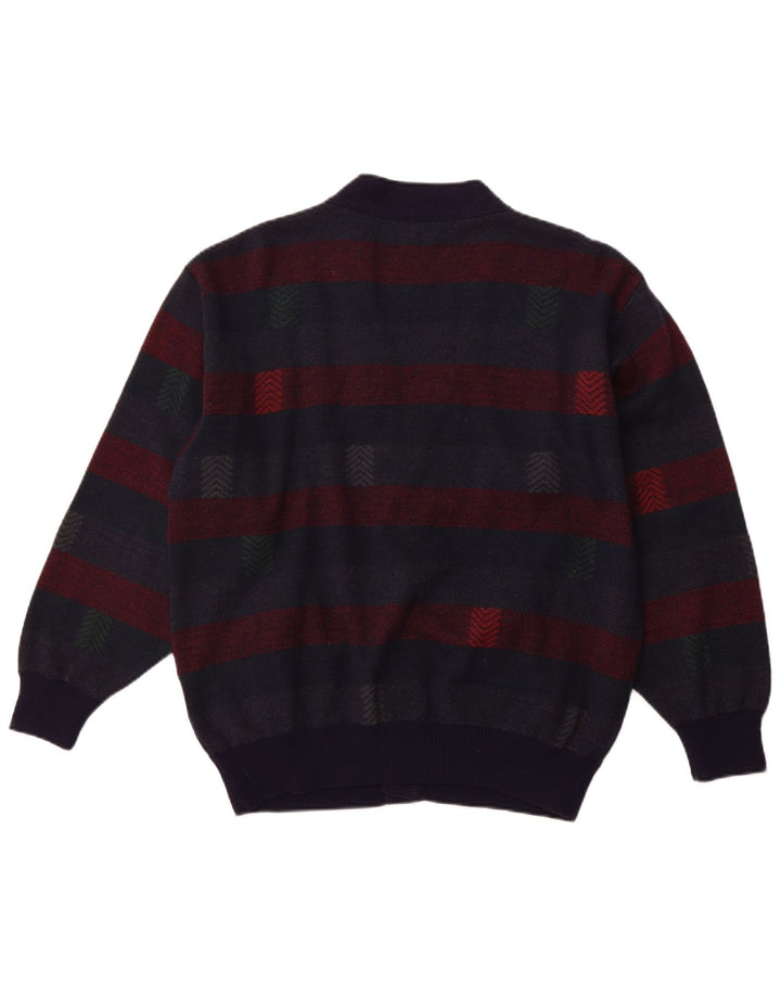 Мужской кардиган-свитер PIERRE SANGAN XL темно-синий в полоску из шерсти