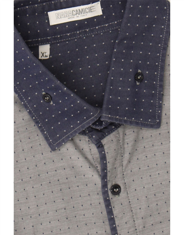 NARACAMICIE Mens Shirt XL Grey Spotted Vintage Naracamicie and Second-Hand Naracamicie from Messina Hembry 