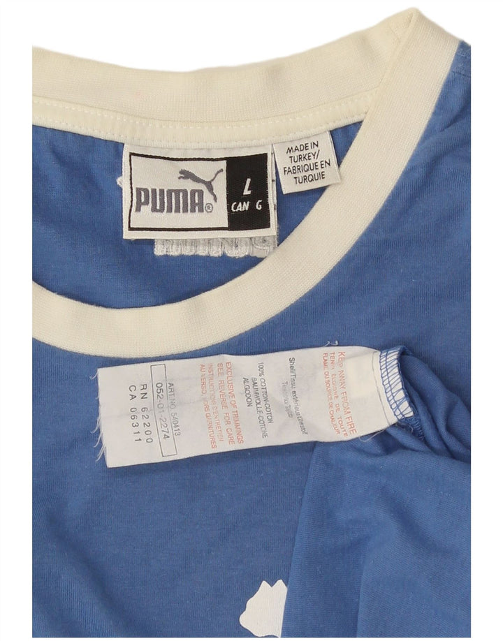 Мужская футболка с рисунком Puma, большой синий хлопок