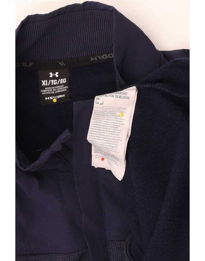Мужской свитшот с воротником на молнии Under Armour, джемпер XL, темно-синий, полиэстер