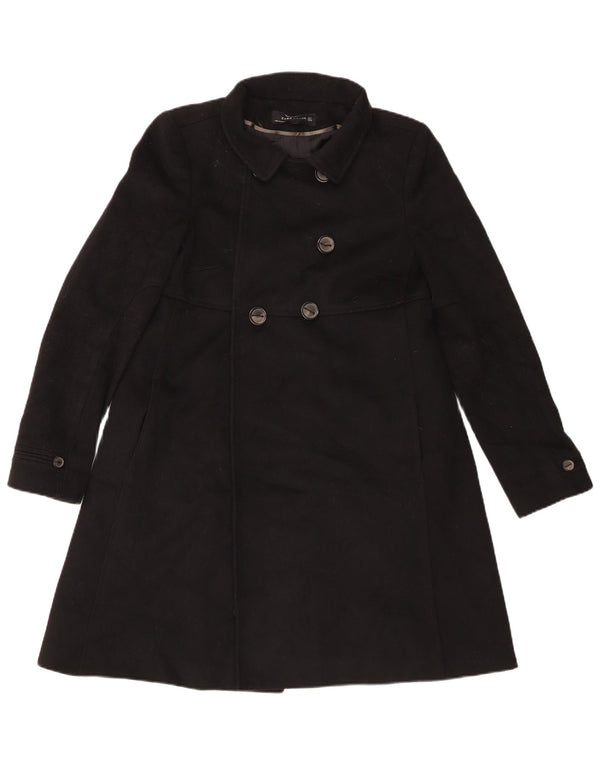 Женское двубортное пальто Zara UK 10, маленькое черное шерстяное пальто