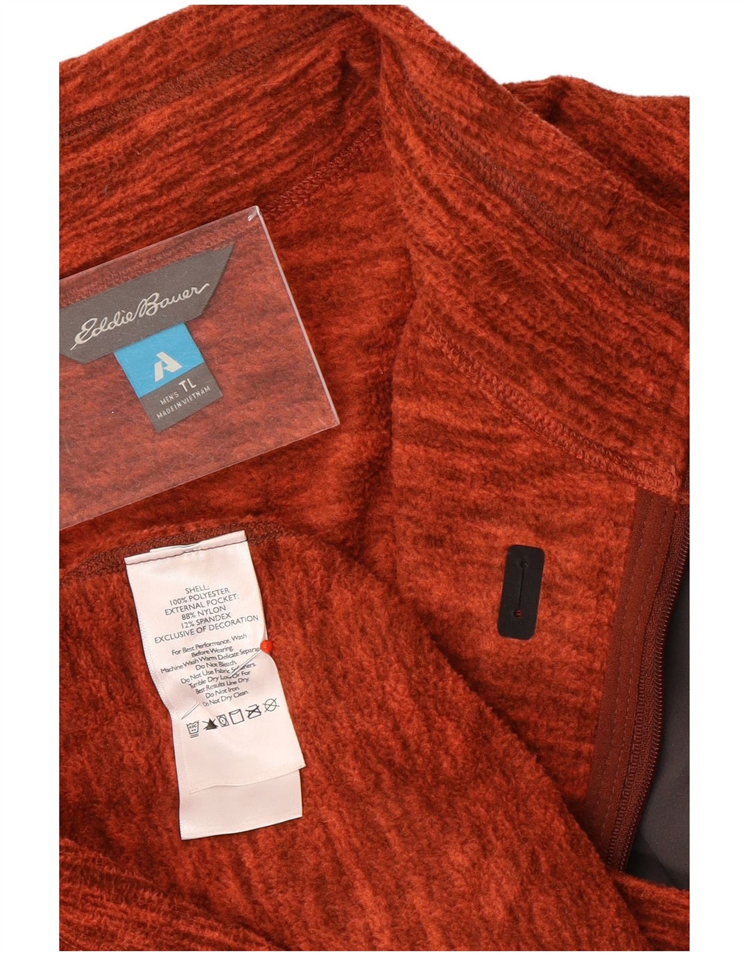 Мужской флисовый джемпер Eddie Bauer с воротником на молнии, большой оранжевый полиэстер с крапинками