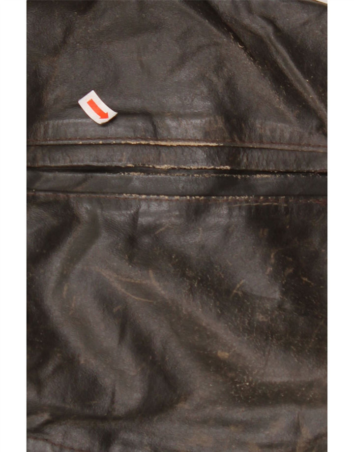 ВИНТАЖНАЯ Женская кожаная куртка с рукавом 3/4 UK 14, кожа среднего коричневого цвета