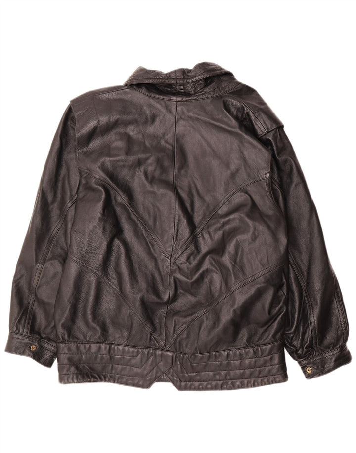 PELLETTERIA Женская кожаная куртка UK 20 2XL Черная кожа