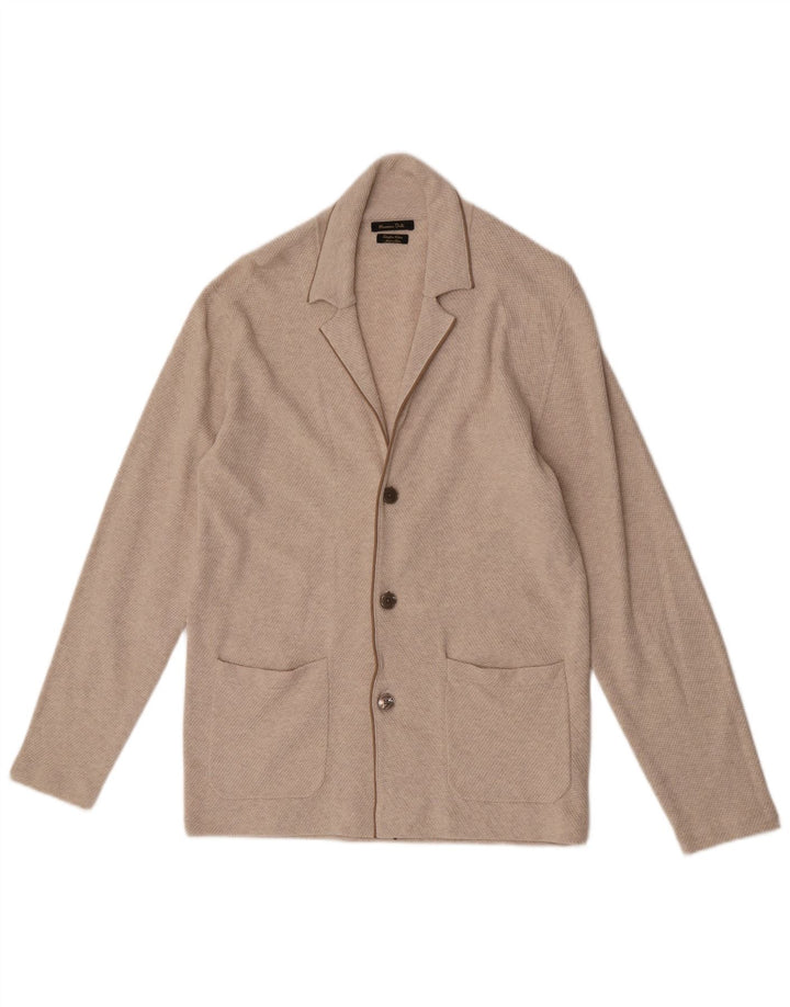Мужской кардиган Massimo Dutti, хлопковый свитер среднего бежевого цвета