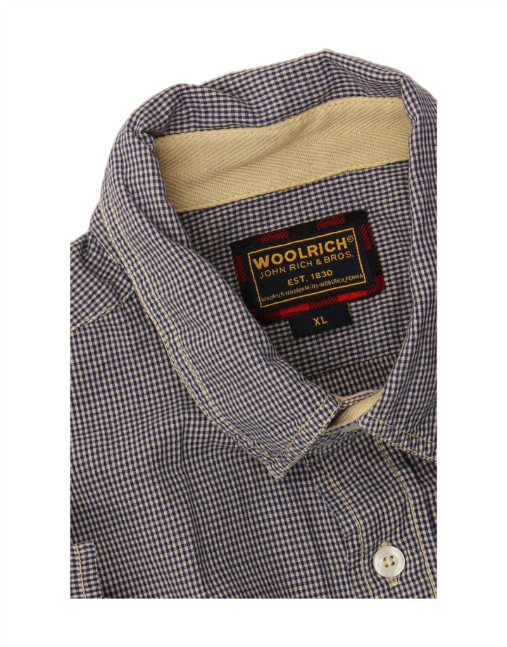 WOOLRICH Mens Short Sleeve Shirt XL Navy Blue Gingham Cotton Vintage Woolrich and Second-Hand Woolrich from Messina Hembry 