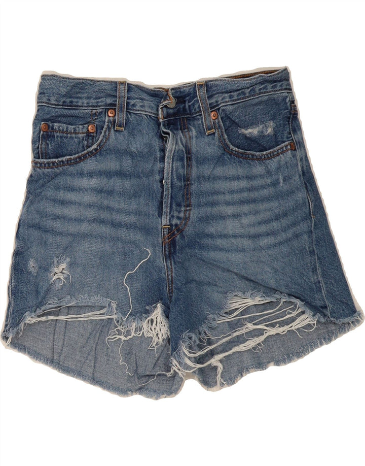 LEVI'S Womens Distressed Denim Shorts W28 Medium Blue Cotton Vintage Levi's and Second-Hand Levi's from Messina Hembry 