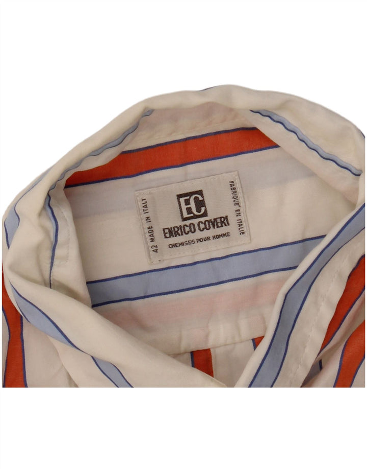 ENRICO COVERI Мужская рубашка с коротким рукавом, размер 42, большая белая полоска