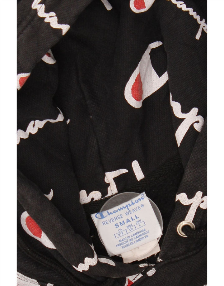 Мужской джемпер с капюшоном CHAMPION обратного переплетения с рисунком, маленький черный, хлопковый