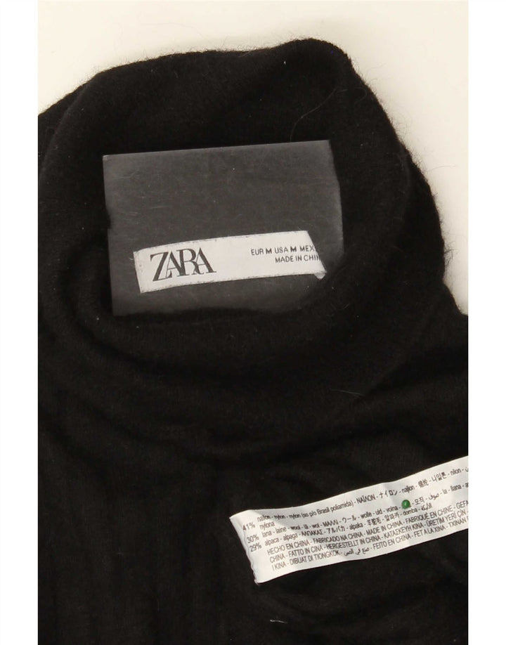 Женский джемпер с высоким воротником Zara UK 12, средний черный нейлон
