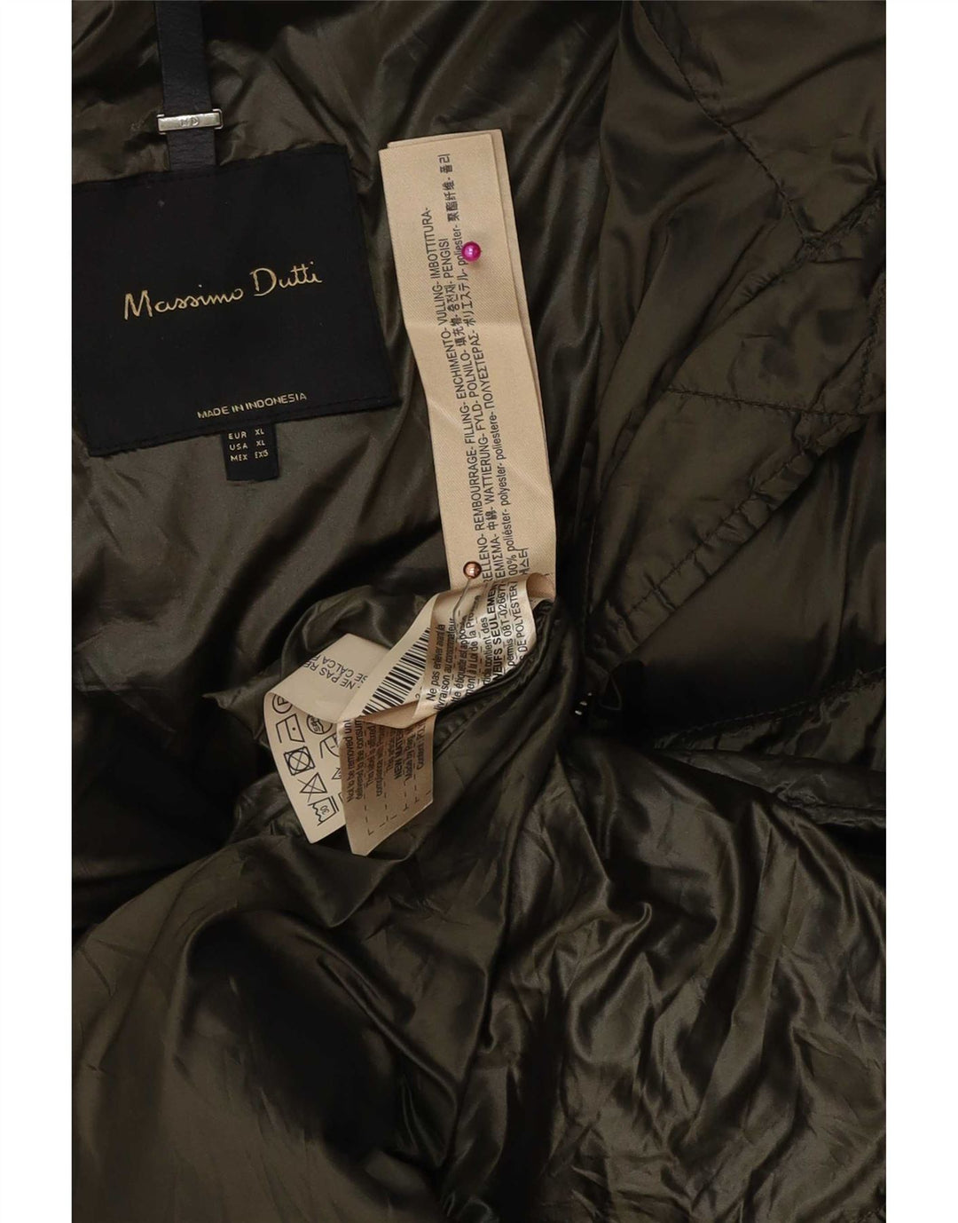 Женское стеганое пальто Massimo Dutti UK 18 XL, полиэстер цвета хаки