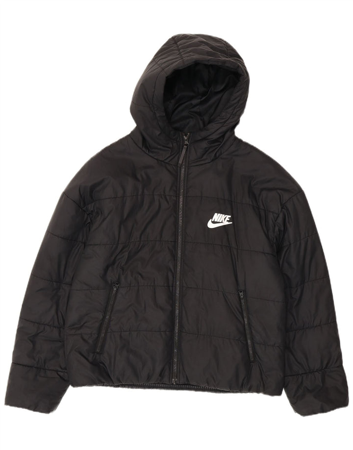 Утепленная куртка с капюшоном и графическим рисунком для мальчиков Nike, 10–11 лет, средний черный полиэстер