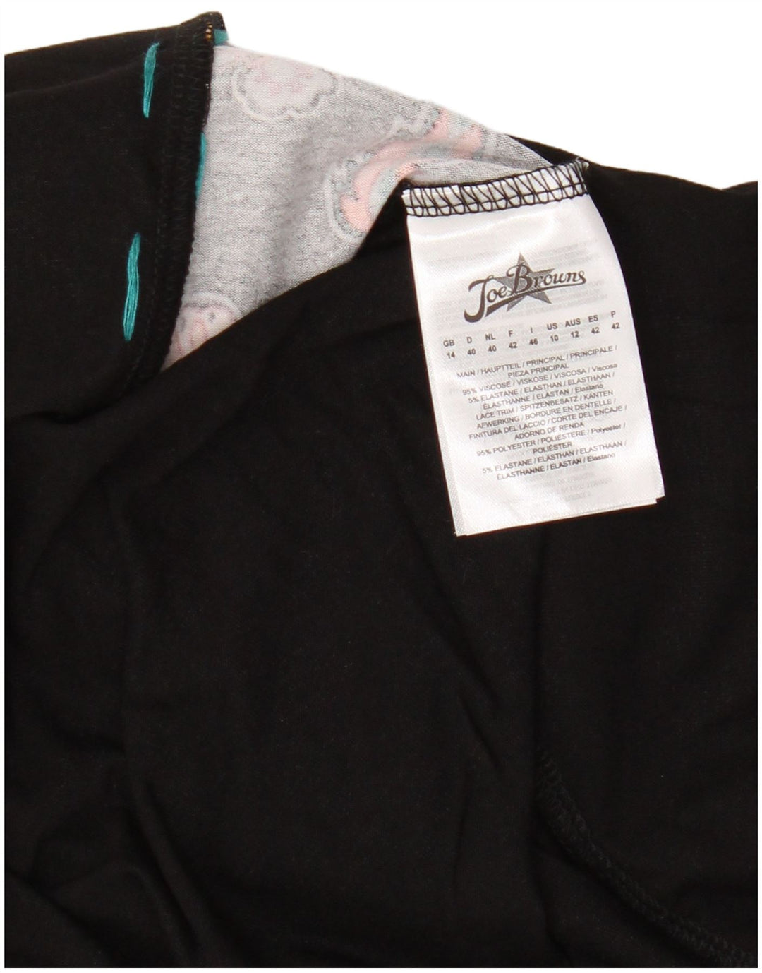 Женский топ Joe Browns с длинным рукавом UK 14, средний черный, вискоза с цветочным принтом