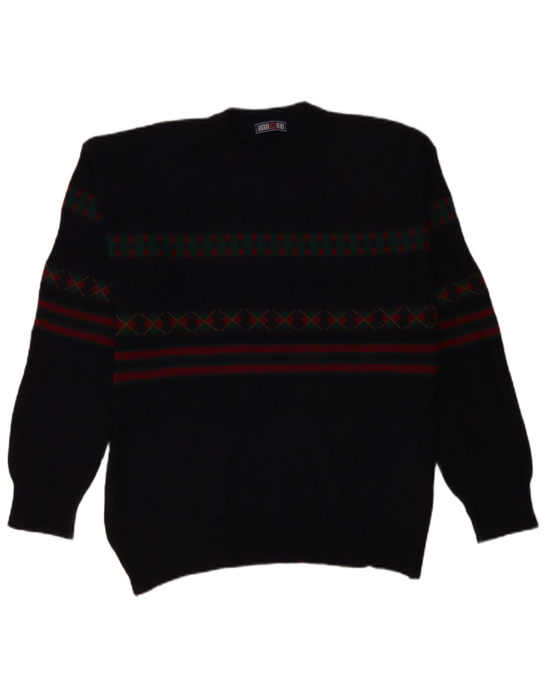 Мужской джемпер с высоким воротником VINTAGE IT 50, большой темно-синий с геометрическим узором